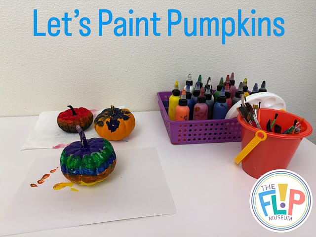Painting Pumpkins at FLIP at The FLIP Children's Museum of Hillsboro in Portland