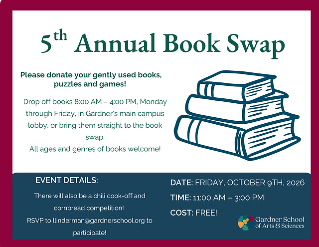Gardner School Book Swap at The Gardner School of Arts & Sciences in Portland