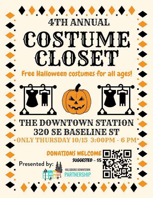 Hillsboro Downtown Partnership Costume Closet at Hillsboro Downtown Station in Portland