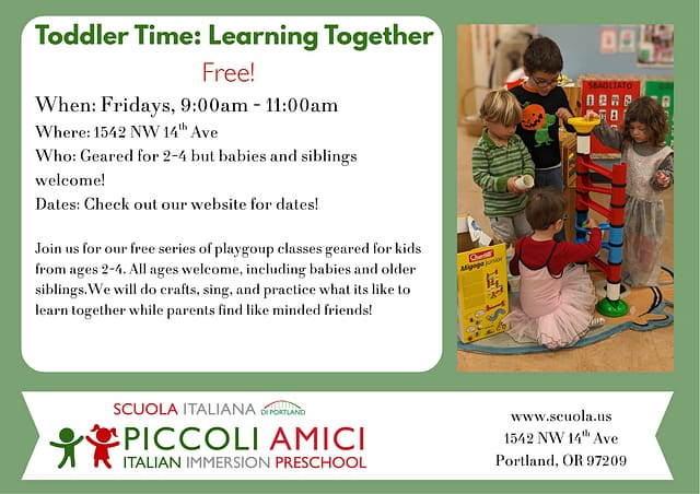 Toddler Time – Learning Italian Together at Scuola Italiana in Portland