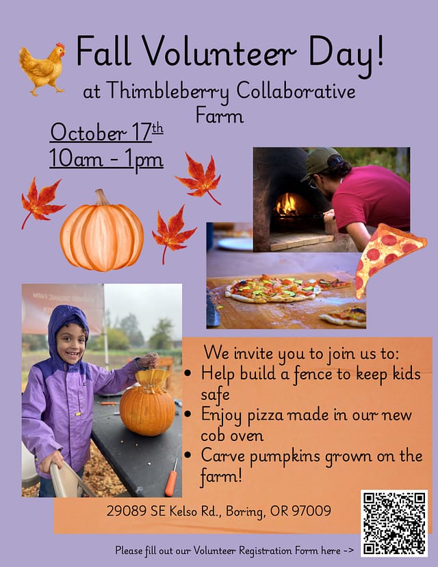Thimbleberry Fall Volunteer Day/ Pizza Party/ Pumpkin Carving Extravaganza! at Thimbleberry Collaborative Farm in Portland