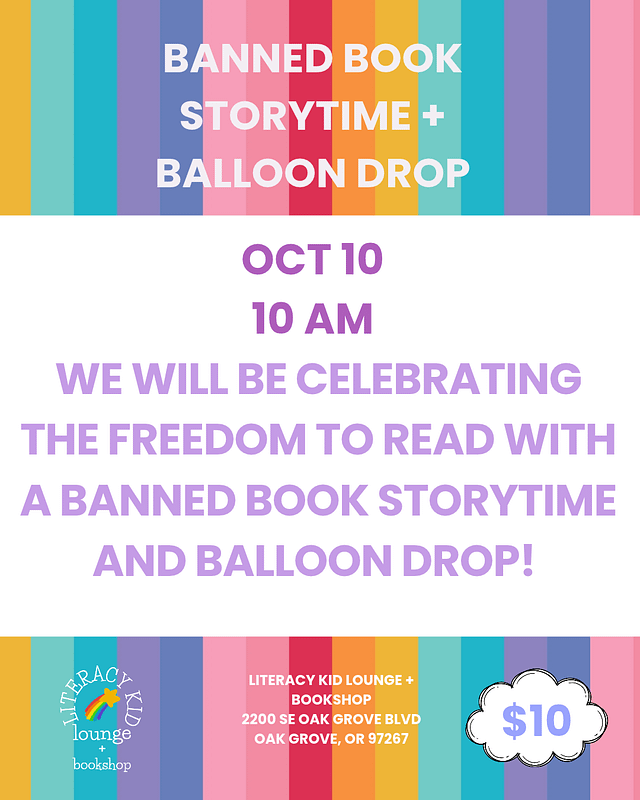 Banned Book Week: Storytime and Balloon Drop at Literacy Kid Lounge in Portland