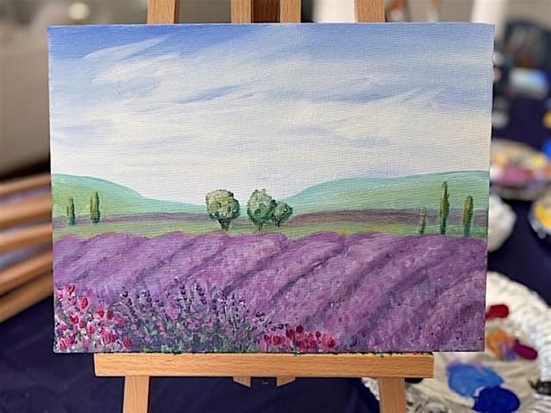 Chucks produce painting example with purple field
